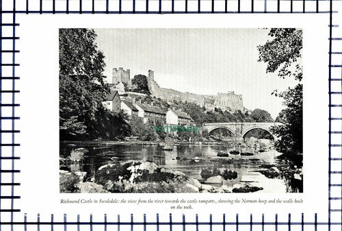 C6479) Muker / Richmond Castle - 1950s Print / Cutting