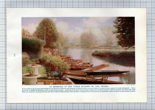 (5861) Moorings at Halliford Middlesex / Fishermen Repairing Nets - Book Print