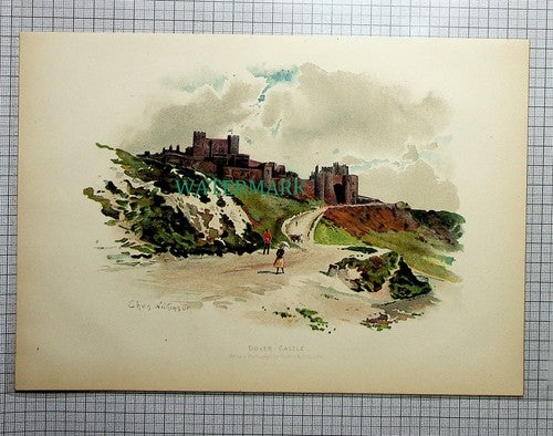 DOVER CASTLE England Charles Wilkinson Artist - c.1910 Antique Print