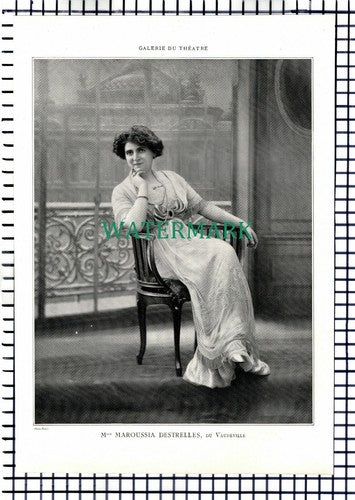 X1598) Mlle Maroussia Destrelles Actress Vaudeville France - 1910 Book Print