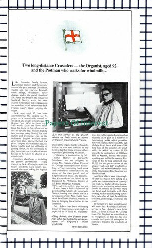 (5990) Jack Francis Organist Nutfield Reg Adsett Postman Windmills 1985 Cutting
