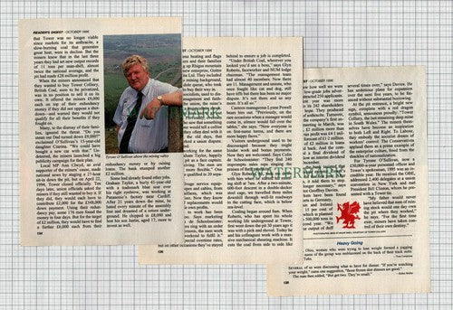 (8524) Tower Colliery Aberdare South Wales Tyrone O'Sullivan - 1996 Article