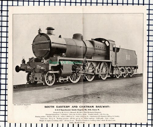 C5792) South Eastern & Chatham Railway 2-6-0 No 810 Maunsell - 1917 Cutting