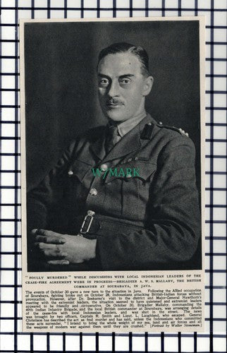 C6144) Brigadier AWS Mallaby Sourabaya Java ~ 1945 Cutting