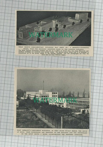 C1536) Bonn Germany Parliament Buildings Model Of Extensions - 1951 TWO-PART