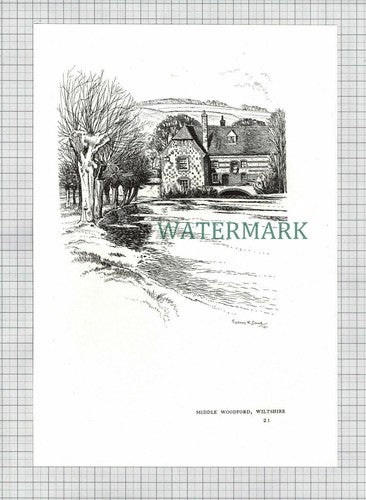 (8519) Winterbourne Earls Wiltshire / Middle Woodford - 1980s Print / Cutting