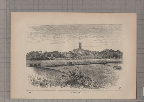 (6319) Warwick - 1895 Antique Book Print