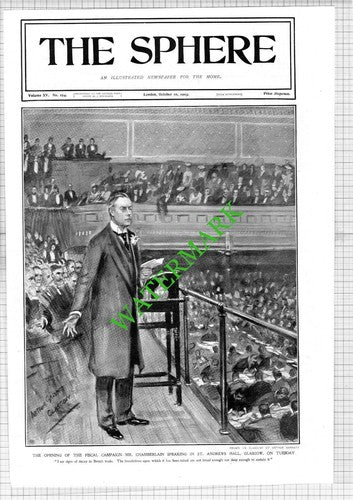 St Andrews Hall Glasgow Mr Chamberlain Arthur Garratt - 1903 News Page / Print