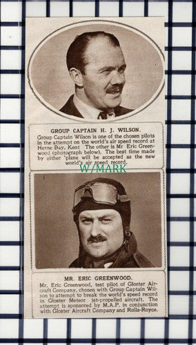 C6141) Grp Capt H J Wilson Eric Greenwood Air Speed Herne Bay ~ 1945 Cutting