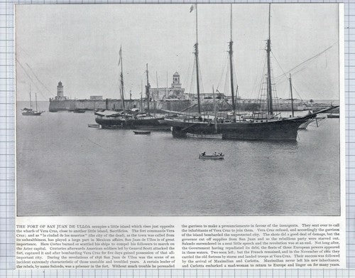 (5654) Fort San Juan De Ulloa Vera Cruz - c.1900 Cutting LIGHT CREASING