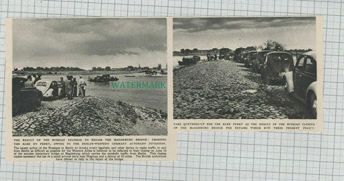 C1970) Magdeburg Bridge Repairs Elbe Ferry Crossings - 1948 Clip