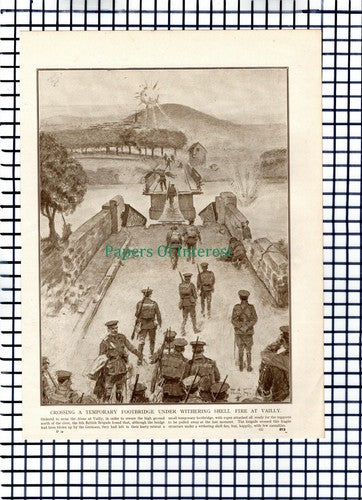 X1361) Vailly Footbridge Aisne World War One c.1918 Book Print