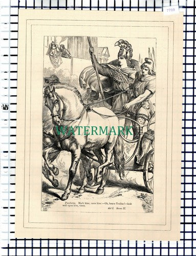 (7799) Troilus And Cressida Pandarus - c.1880 Shakespeare Book Print