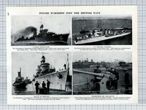 (5919) Polish Warships Poland Blykskawica Burza Grom World War 2 ~ 1939 Clip