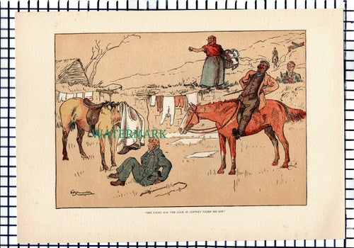X1650) Horse Riding OE Somerville - 1902 Antique Print