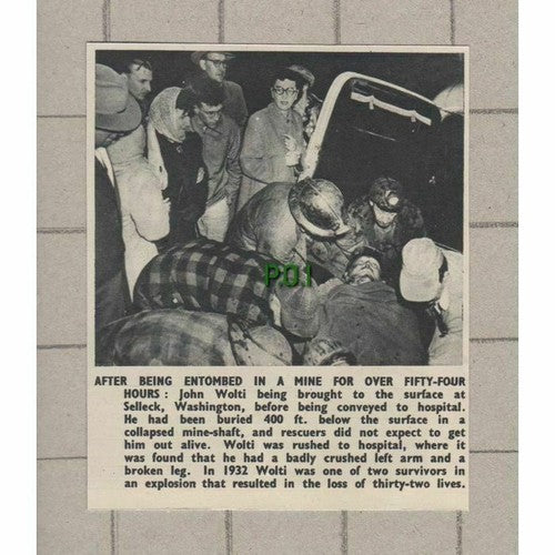 John Wolti Selleck Washington USA Collapsed Mine Shaft - 1950 News Cutting