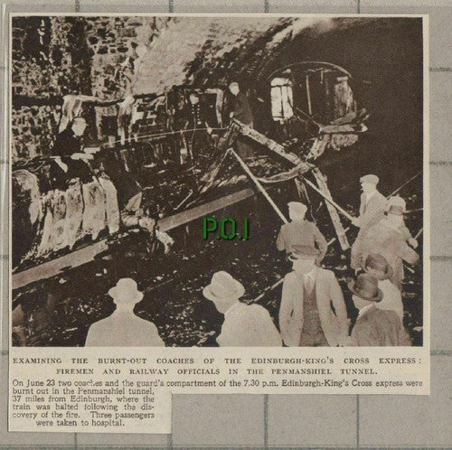 (C445) Penmanshiel Tunnel Train Fire Edinburgh King's Cross - 1949 Cutting