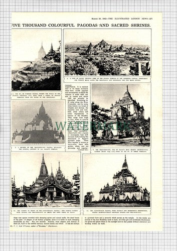 Pagan Buddhist Capital Of Burma Pagodas - 1945 Article