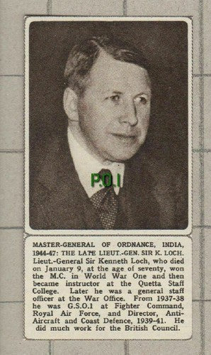 Lieut Gen Sir Kenneth Lock Obituary - 1961 SMALL News Clipping