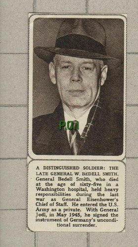 General W Bedell Smith Washington USA - 1961 SMALL News Clipping