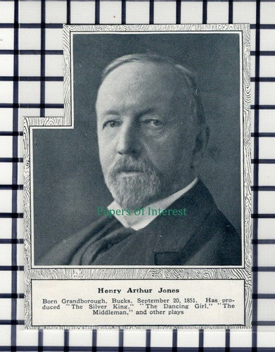 C6051) Henry Arthur Jones Author - 1914 SMALL Cutting