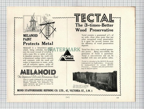 X1757) Mond Staffordshire Tectal / St Helens Cable Slough Advert - 1927 Cutting