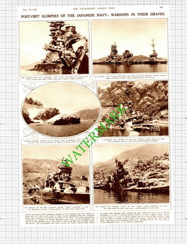 Japanese Navy Japan Warships Ise Iwate OYODO TONE AOBA- 1945 Cutting