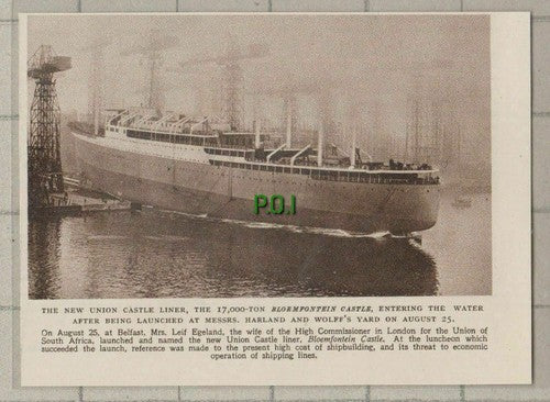 (C601) Union Castle Liner BLOEMFONTEIN CASTLE Harland Wolff Leif Egeland 1949