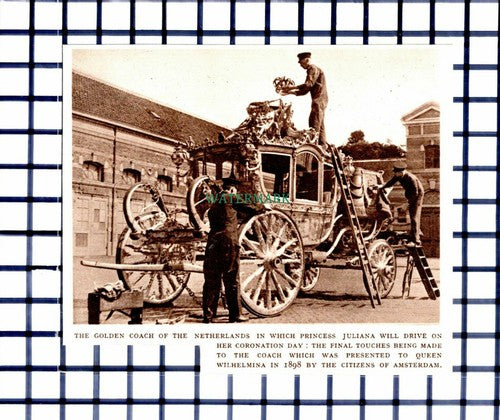 C6519) The Golden Coach Of The Netherlands Princess Juliana - 1948 Cutting