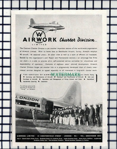 C6331) Airwork Limited Advert - 1950 Cutting