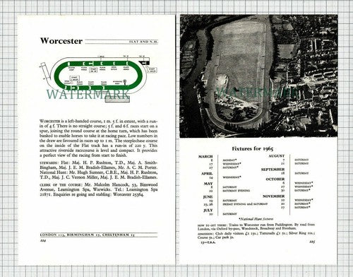 WORCESTER Racecourse Horse Racing - 1965 2-Part Cutting