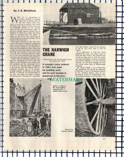 (7053) The Harwich Crane Essex Duncan Clark - 1970 Article