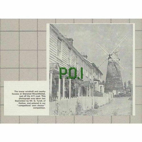 Stansted Mountfitchet Windmill & Houses Essex - 1970 Small Clipping