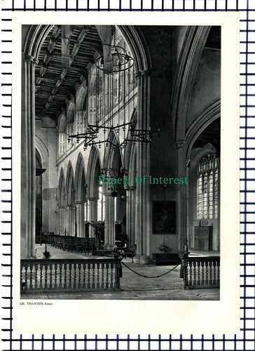 X1441) Thaxted Essex Church - 1950s Book Print