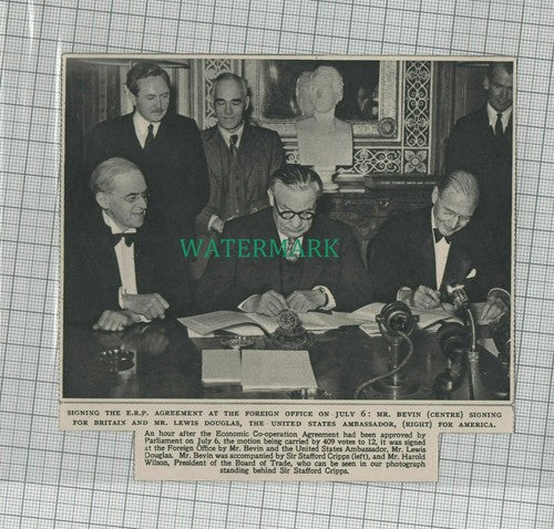 C1947) ERP Agreement Mr Bevin & Lewis Douglas US Stafford Cripps - 1948 Clip