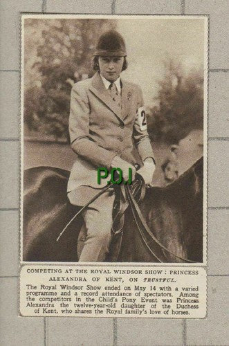 (C319) Princess Alexandra of Kent on Horse Trustful - 1949 Cutting