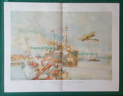 Great War WW1 Prisoners Of War Coming Home Humber - 1919 Centrefold Print