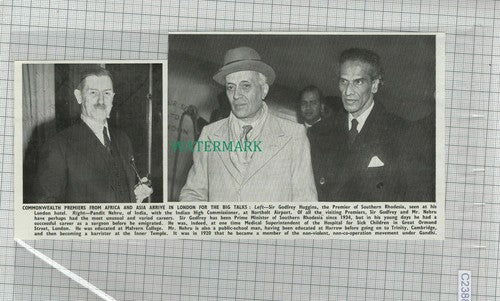 Sir Godfrey Huggins Southern Rhodesia Pandit Nehru India - 1951 News Clipping