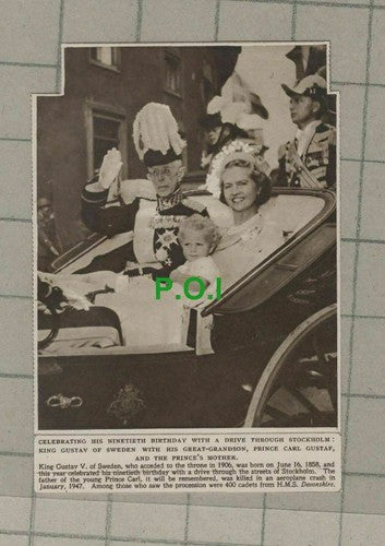 C1986) King Gustav V Sweden 90th Birthday Stockholm Prince Carl - 1948 Clip