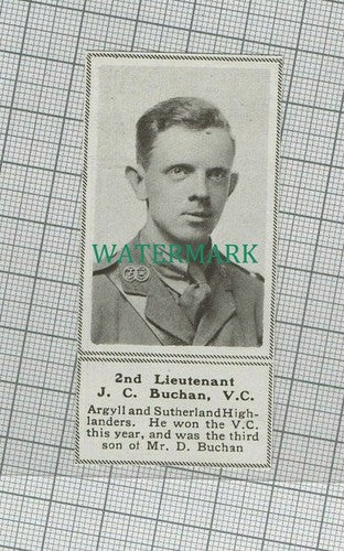 C1684) 2nd Lieut J C Buchan VC Argyll & Sutherland Highlanders 1918 Clip SMALL!!