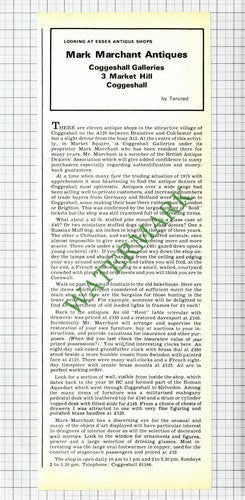 Mark Marchant Antiques Coggeshall Essex - 1975 Cutting