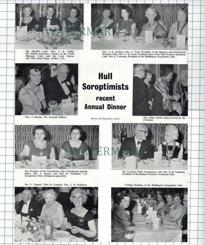Hull Bridlington Soroptimists Annual Dinner Oushtred Trippett - 1966 Cutting