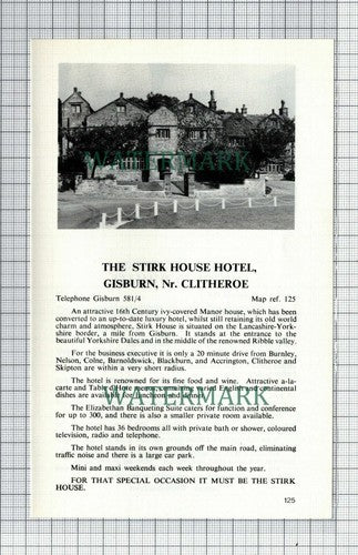 C7532) Stirk House Hotel Gisburn Three Fishes Mitton Whalley c.1970s Cutting