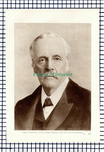 X1307) Right Hon Arthur James Balfour World War One WW1 - c.1918
