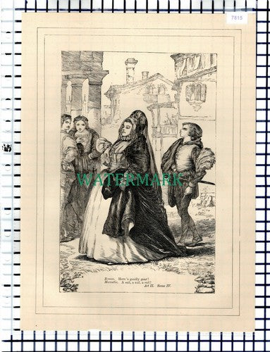 (7815) Romeo & Juliet Mercutio - c.1880 Shakespeare Book Print
