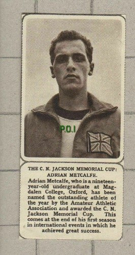 Adrian Metcalfe CN Jackson Memorial Cup Athlete Oxford - 1961 SMALL Clipping