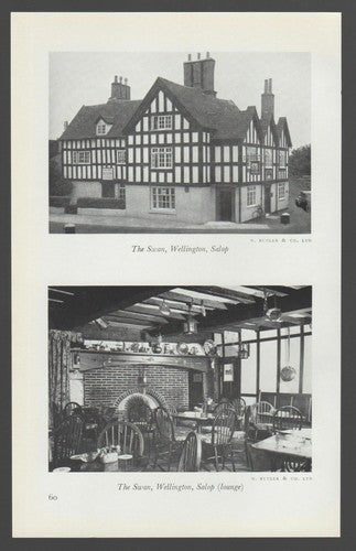 The Swan Wellington Shropshire - 1950s Book Print