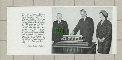Manx Electric Railway Board Peter Hammond Luton ArthurTranter - 1968 Clipping
