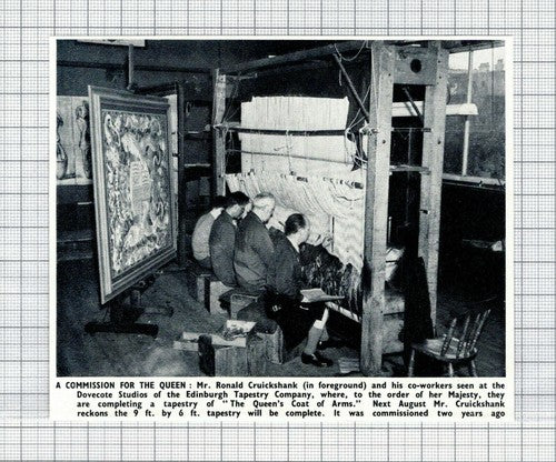 Ronald Cruickshank Dovecote Studios Edinburgh Tapestry - 1950 News Clipping