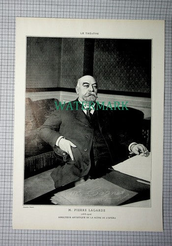 X1747) Monsieur PIERRE LAGARDE - c.1910 Antique Print/ Cutting